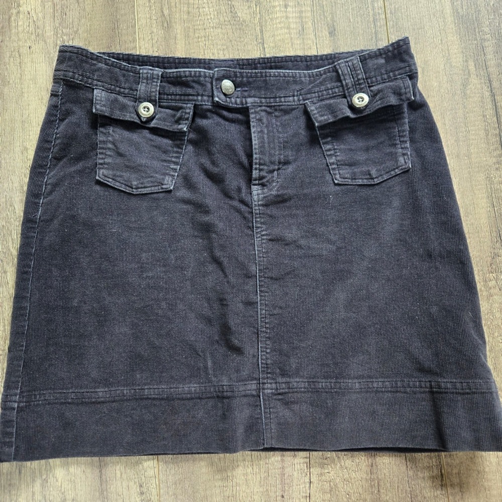 Patagonia Womens 8 Corduroy Mini Skirt Organic Cotton Gray Black Utility
